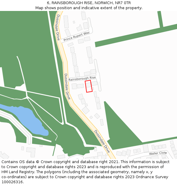 6, RAINSBOROUGH RISE, NORWICH, NR7 0TR: Location map and indicative extent of plot