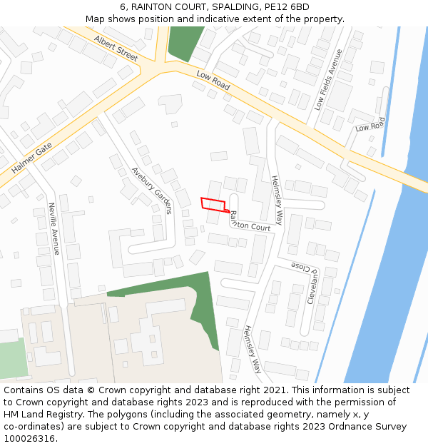 6, RAINTON COURT, SPALDING, PE12 6BD: Location map and indicative extent of plot