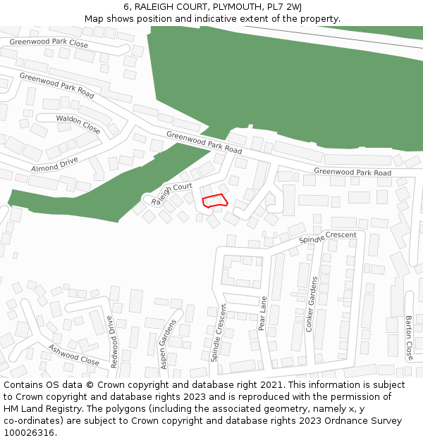 6, RALEIGH COURT, PLYMOUTH, PL7 2WJ: Location map and indicative extent of plot