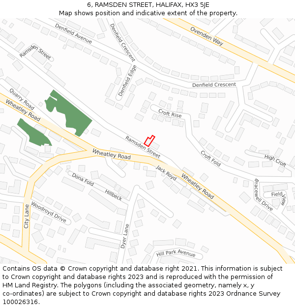 6, RAMSDEN STREET, HALIFAX, HX3 5JE: Location map and indicative extent of plot
