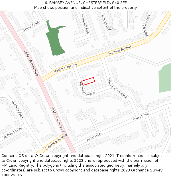6, RAMSEY AVENUE, CHESTERFIELD, S40 3EF: Location map and indicative extent of plot