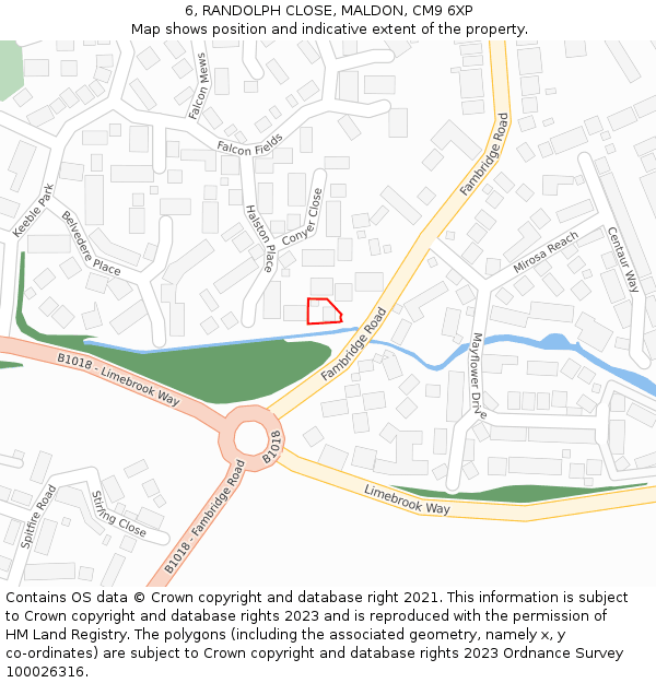 6, RANDOLPH CLOSE, MALDON, CM9 6XP: Location map and indicative extent of plot