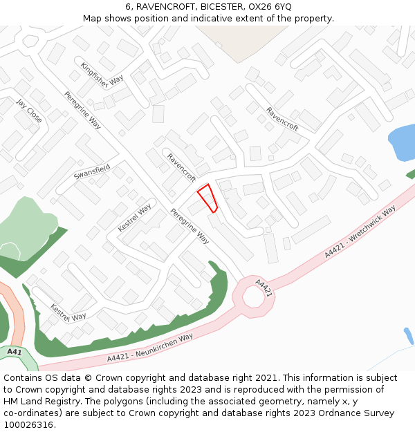 6, RAVENCROFT, BICESTER, OX26 6YQ: Location map and indicative extent of plot