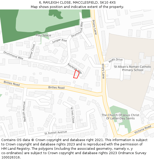 6, RAYLEIGH CLOSE, MACCLESFIELD, SK10 4XS: Location map and indicative extent of plot