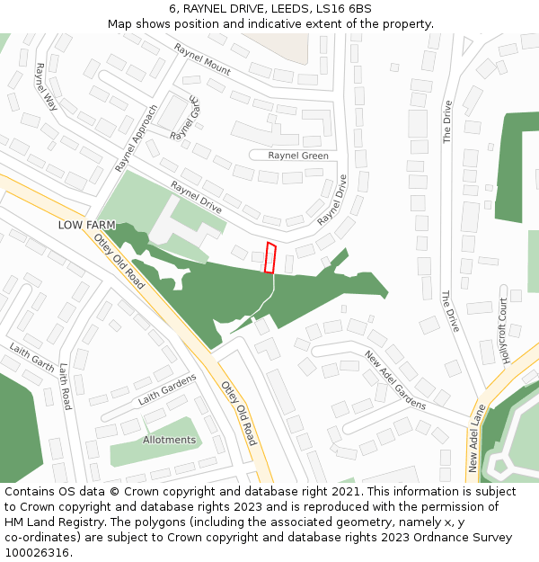 6, RAYNEL DRIVE, LEEDS, LS16 6BS: Location map and indicative extent of plot