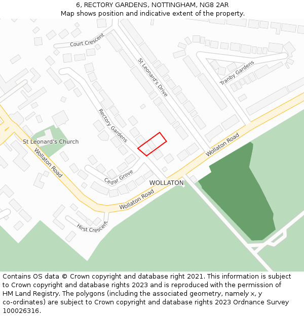 6, RECTORY GARDENS, NOTTINGHAM, NG8 2AR: Location map and indicative extent of plot