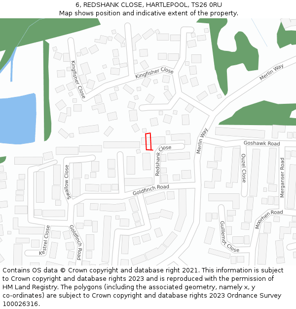 6, REDSHANK CLOSE, HARTLEPOOL, TS26 0RU: Location map and indicative extent of plot