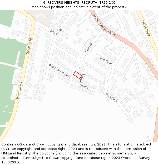 6, REDVERS HEIGHTS, REDRUTH, TR15 2XQ: Location map and indicative extent of plot