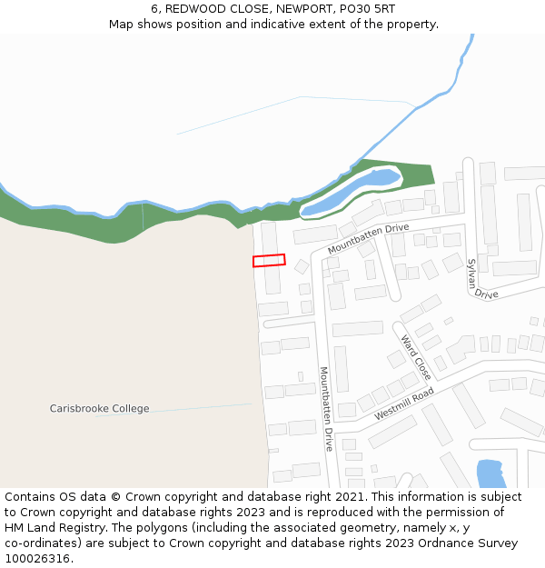 6, REDWOOD CLOSE, NEWPORT, PO30 5RT: Location map and indicative extent of plot