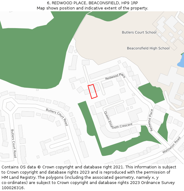 6, REDWOOD PLACE, BEACONSFIELD, HP9 1RP: Location map and indicative extent of plot