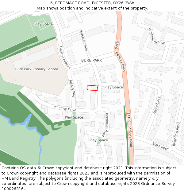 6, REEDMACE ROAD, BICESTER, OX26 3WW: Location map and indicative extent of plot