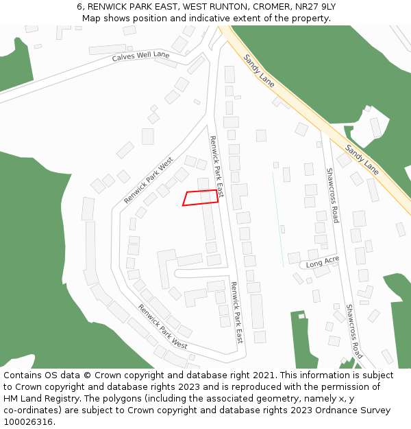 6, RENWICK PARK EAST, WEST RUNTON, CROMER, NR27 9LY: Location map and indicative extent of plot