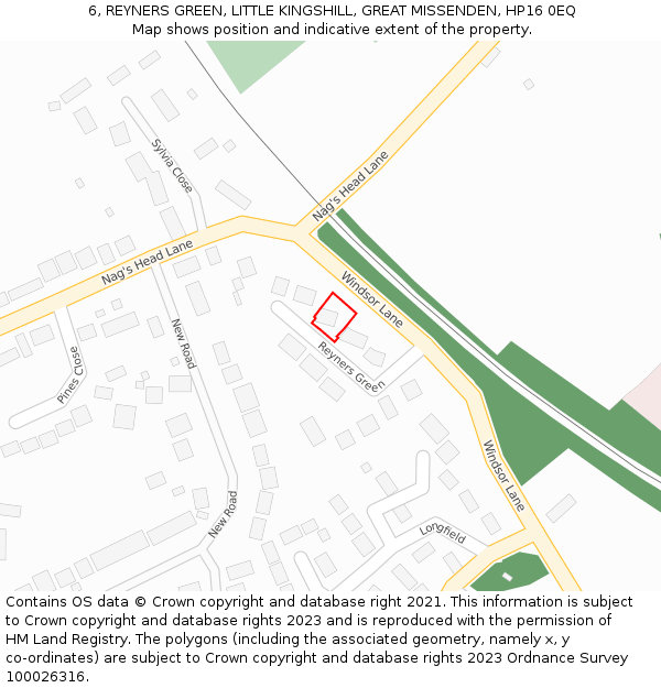 6, REYNERS GREEN, LITTLE KINGSHILL, GREAT MISSENDEN, HP16 0EQ: Location map and indicative extent of plot