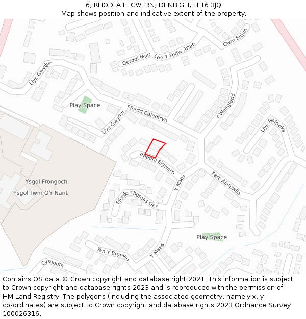 6, RHODFA ELGWERN, DENBIGH, LL16 3JQ: Location map and indicative extent of plot