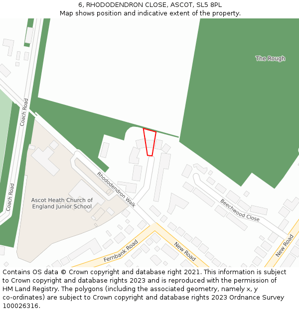 6, RHODODENDRON CLOSE, ASCOT, SL5 8PL: Location map and indicative extent of plot