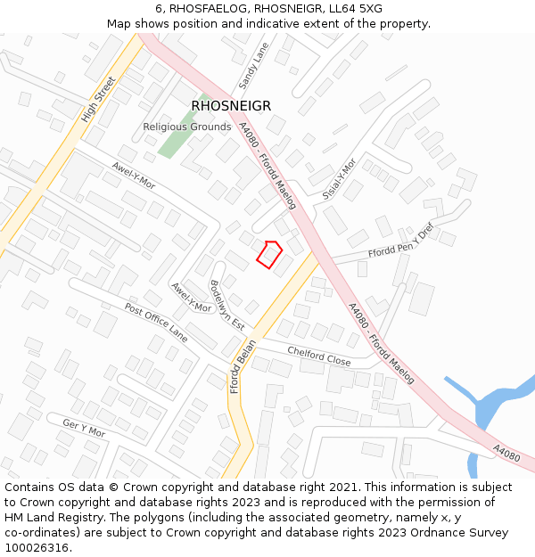 6, RHOSFAELOG, RHOSNEIGR, LL64 5XG: Location map and indicative extent of plot