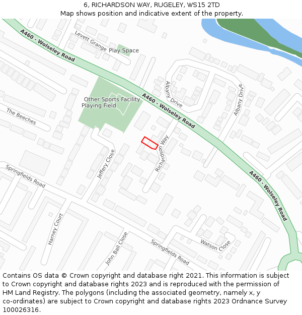 6, RICHARDSON WAY, RUGELEY, WS15 2TD: Location map and indicative extent of plot