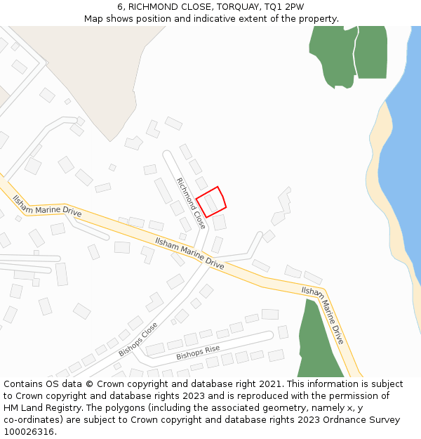 6, RICHMOND CLOSE, TORQUAY, TQ1 2PW: Location map and indicative extent of plot