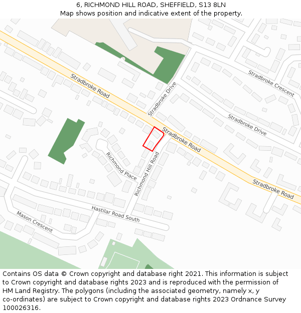 6, RICHMOND HILL ROAD, SHEFFIELD, S13 8LN: Location map and indicative extent of plot