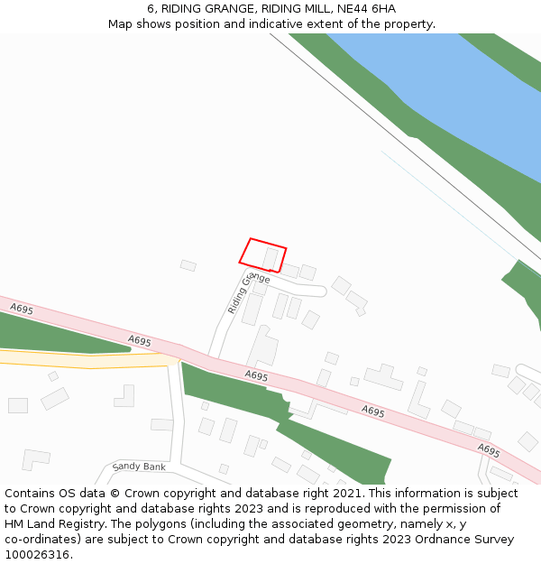 6, RIDING GRANGE, RIDING MILL, NE44 6HA: Location map and indicative extent of plot