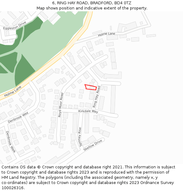 6, RING HAY ROAD, BRADFORD, BD4 0TZ: Location map and indicative extent of plot