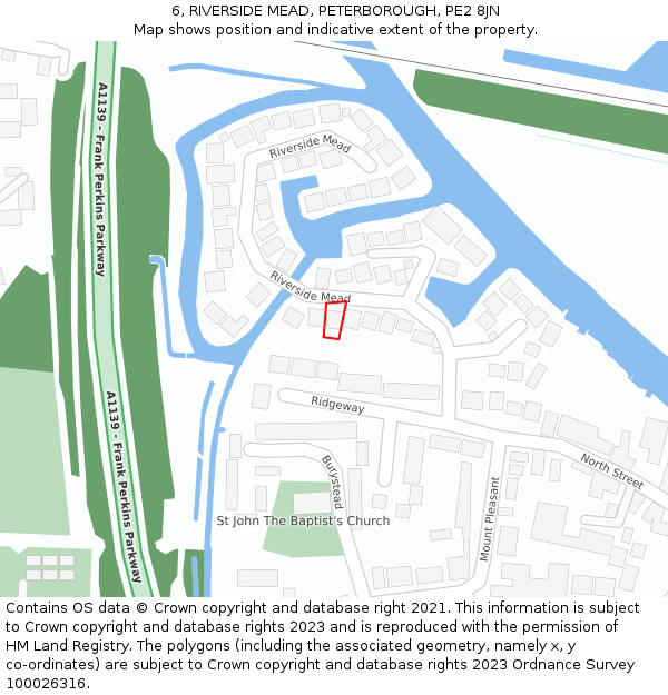 6, RIVERSIDE MEAD, PETERBOROUGH, PE2 8JN: Location map and indicative extent of plot