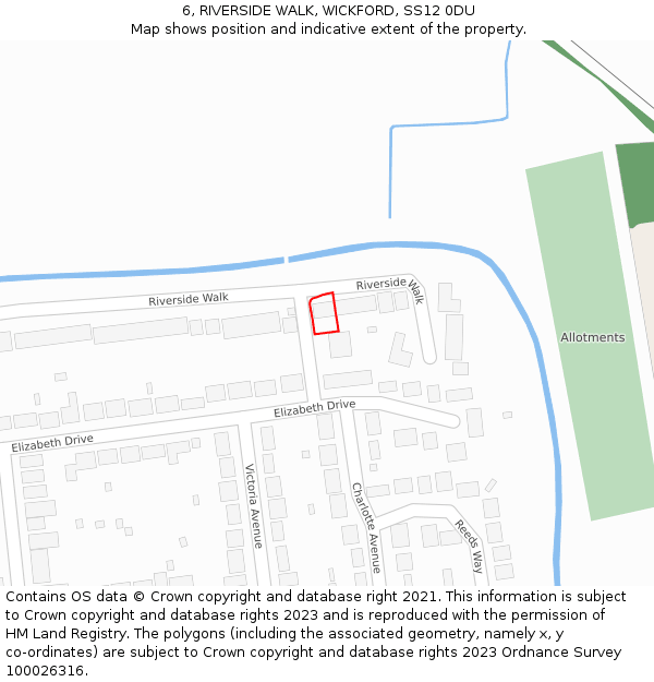 6, RIVERSIDE WALK, WICKFORD, SS12 0DU: Location map and indicative extent of plot