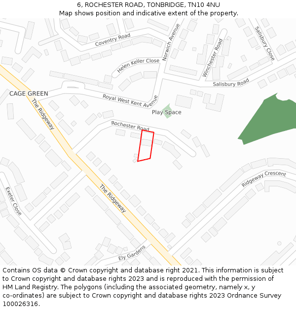 6, ROCHESTER ROAD, TONBRIDGE, TN10 4NU: Location map and indicative extent of plot