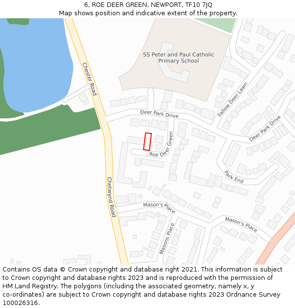 6, ROE DEER GREEN, NEWPORT, TF10 7JQ: Location map and indicative extent of plot