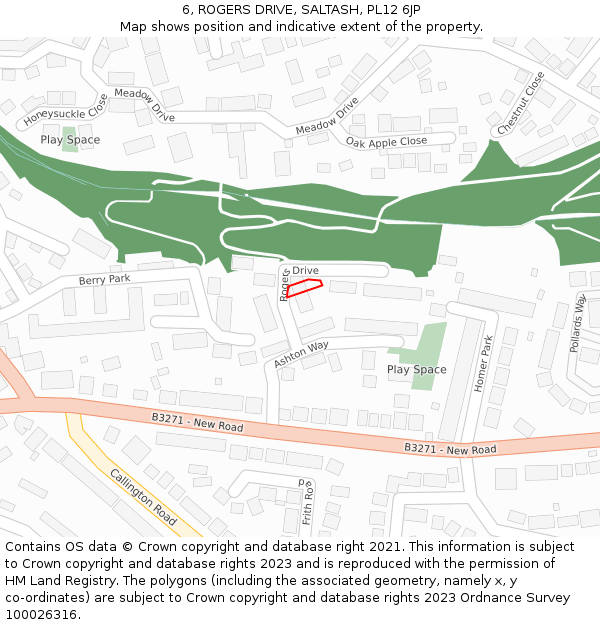 6, ROGERS DRIVE, SALTASH, PL12 6JP: Location map and indicative extent of plot