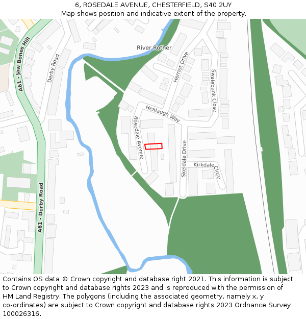 6, ROSEDALE AVENUE, CHESTERFIELD, S40 2UY: Location map and indicative extent of plot