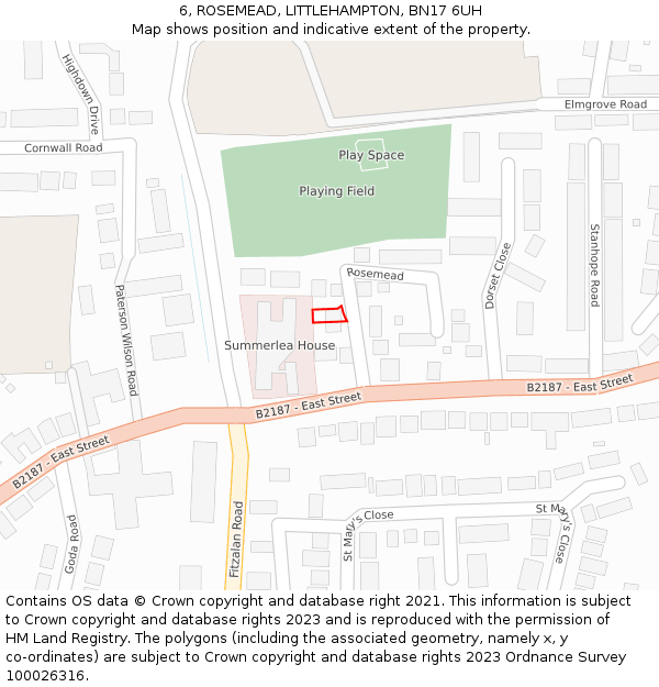 6, ROSEMEAD, LITTLEHAMPTON, BN17 6UH: Location map and indicative extent of plot