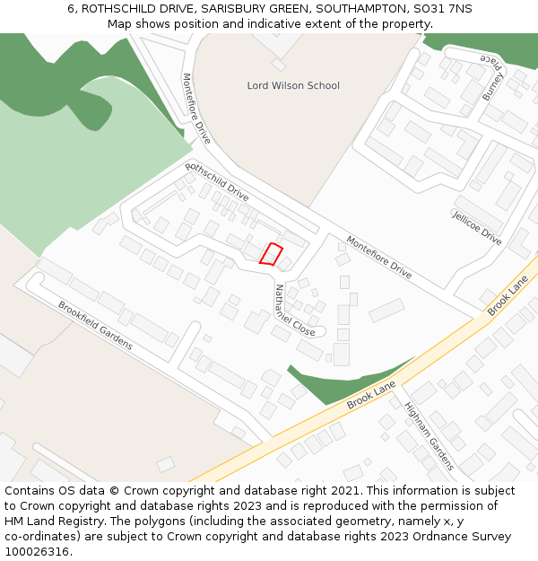 6, ROTHSCHILD DRIVE, SARISBURY GREEN, SOUTHAMPTON, SO31 7NS: Location map and indicative extent of plot