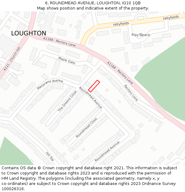 6, ROUNDMEAD AVENUE, LOUGHTON, IG10 1QB: Location map and indicative extent of plot