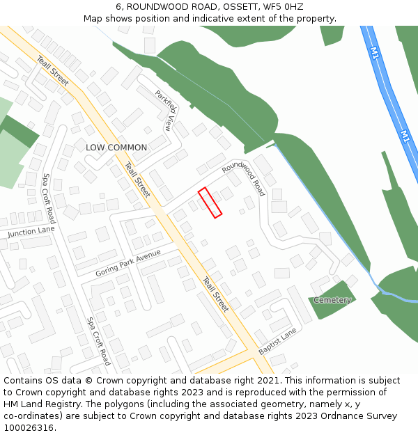 6, ROUNDWOOD ROAD, OSSETT, WF5 0HZ: Location map and indicative extent of plot