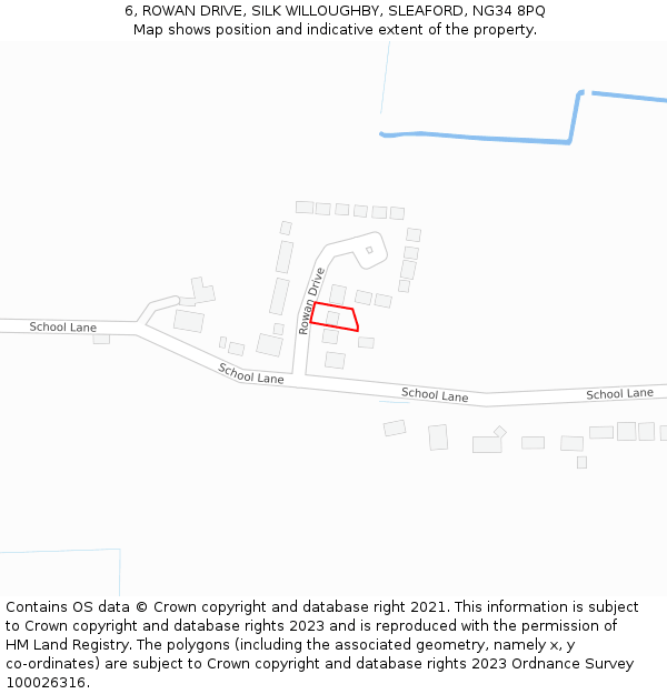6, ROWAN DRIVE, SILK WILLOUGHBY, SLEAFORD, NG34 8PQ: Location map and indicative extent of plot