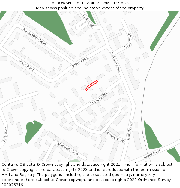 6, ROWAN PLACE, AMERSHAM, HP6 6UR: Location map and indicative extent of plot