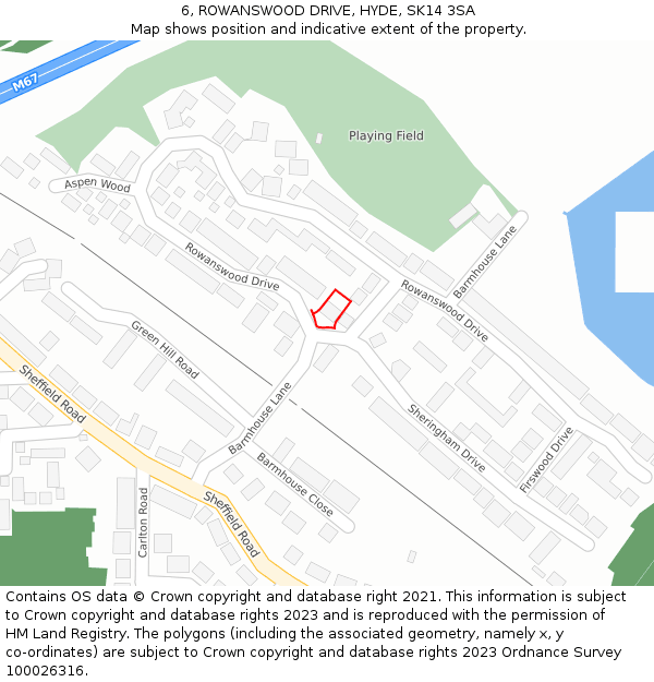 6, ROWANSWOOD DRIVE, HYDE, SK14 3SA: Location map and indicative extent of plot