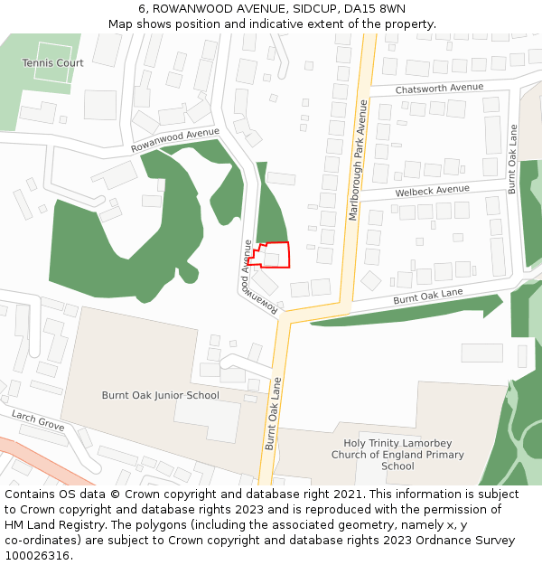 6, ROWANWOOD AVENUE, SIDCUP, DA15 8WN: Location map and indicative extent of plot