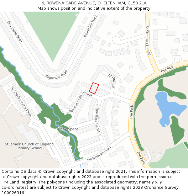 6, ROWENA CADE AVENUE, CHELTENHAM, GL50 2LA: Location map and indicative extent of plot