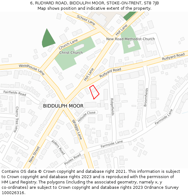 6, RUDYARD ROAD, BIDDULPH MOOR, STOKE-ON-TRENT, ST8 7JB: Location map and indicative extent of plot