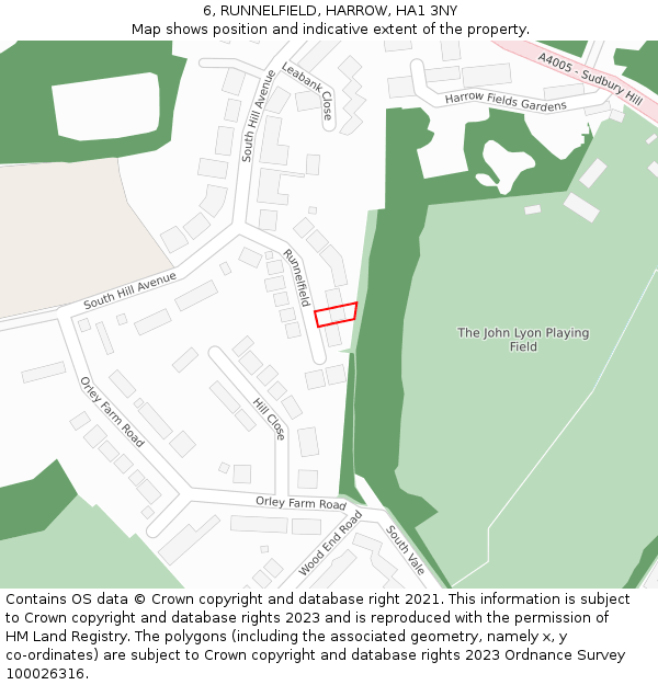6, RUNNELFIELD, HARROW, HA1 3NY: Location map and indicative extent of plot