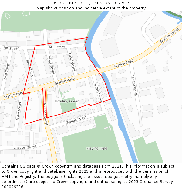 6, RUPERT STREET, ILKESTON, DE7 5LP: Location map and indicative extent of plot