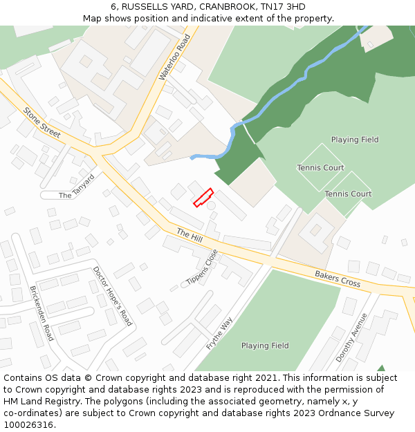 6, RUSSELLS YARD, CRANBROOK, TN17 3HD: Location map and indicative extent of plot