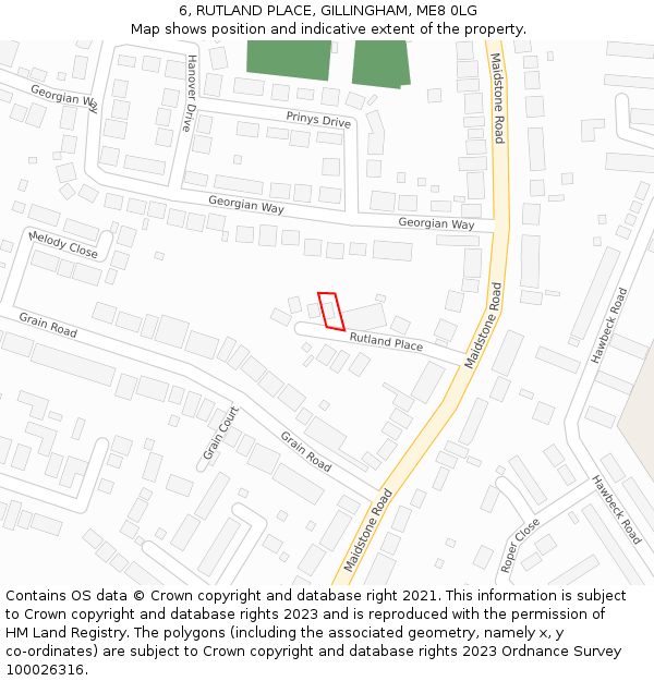 6, RUTLAND PLACE, GILLINGHAM, ME8 0LG: Location map and indicative extent of plot