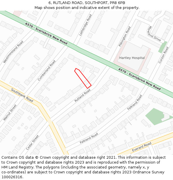 6, RUTLAND ROAD, SOUTHPORT, PR8 6PB: Location map and indicative extent of plot