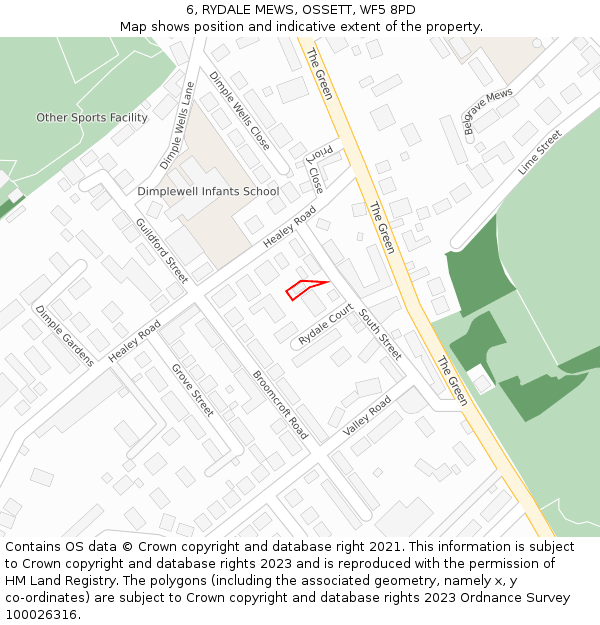 6, RYDALE MEWS, OSSETT, WF5 8PD: Location map and indicative extent of plot
