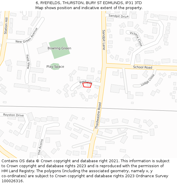 6, RYEFIELDS, THURSTON, BURY ST EDMUNDS, IP31 3TD: Location map and indicative extent of plot