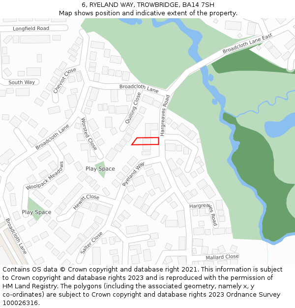 6, RYELAND WAY, TROWBRIDGE, BA14 7SH: Location map and indicative extent of plot