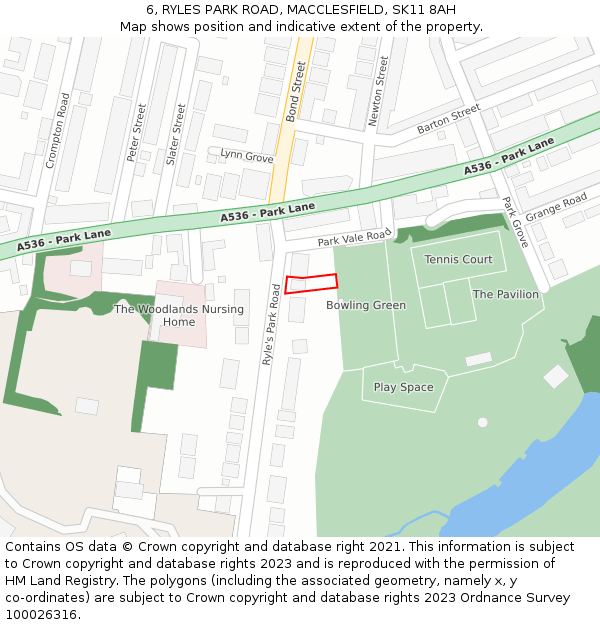 6, RYLES PARK ROAD, MACCLESFIELD, SK11 8AH: Location map and indicative extent of plot